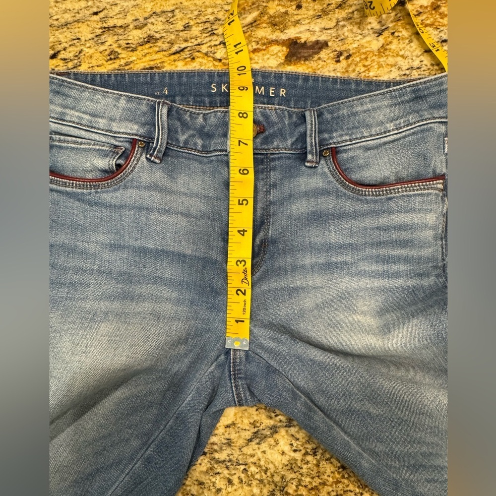 White House Black Market The Skimmer Jeans Faux Leather Trim Ankle Zip Size 4 - Picture 14 of 15